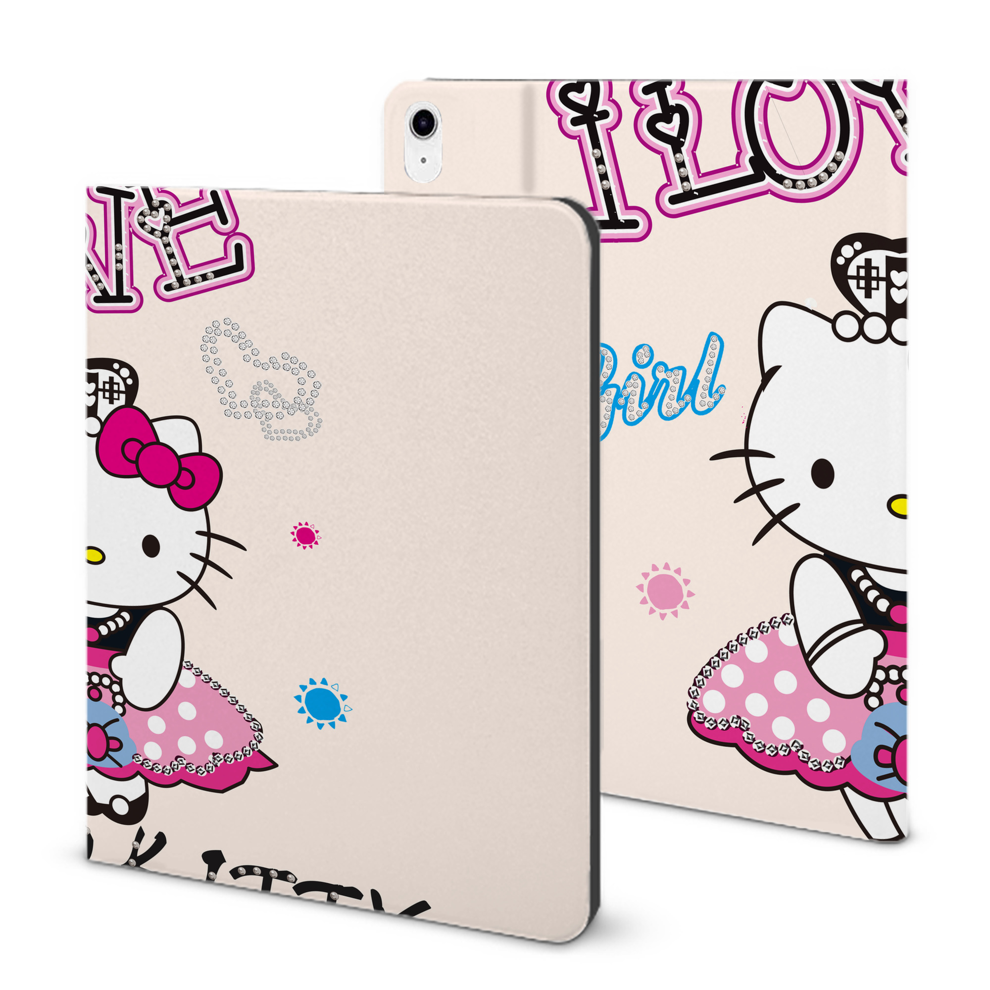 （画像用） Hello Kitty ハローキティ IPad ケース ブック型 PUレザー TPU 耐衝撃 軽量 薄型 ペン収納なし 全面保護 IPad 各モデル対応